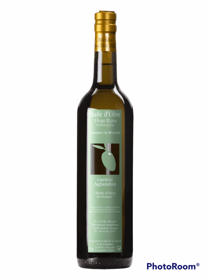 Huile d'olive BIO "variété Aglandau"- FRUITÉ VERT 75 cl - 2024