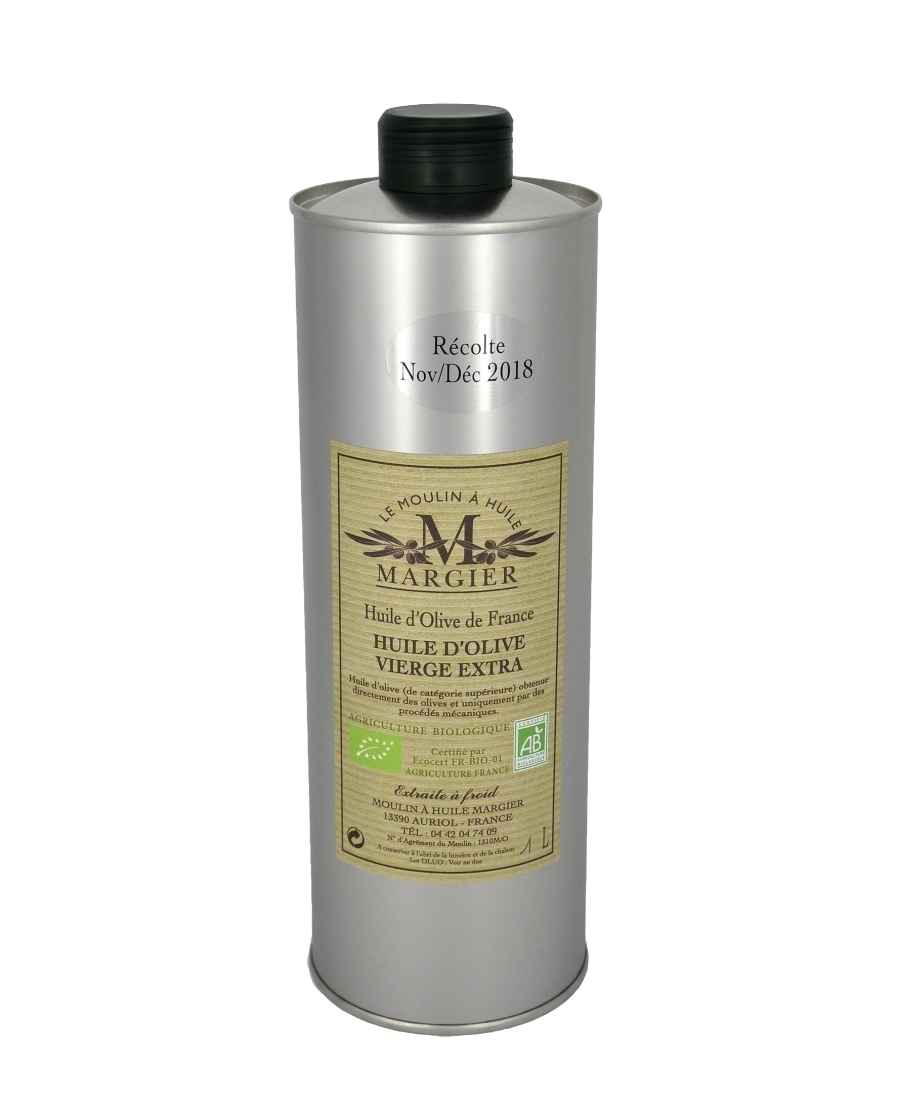 Huile d'olive Vierge Extra - Agriculture Biologique - FRUITÉ MÛR - récolte 2025 - Bidon métal 1 litre